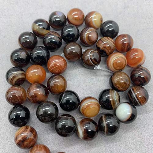 VALISS Exquisite handgefertigte Perlen, natürliche Linien Traum-Achat Perlen, Rot Kaffee gestreifte Achatperlen, DIY Armband Zubehör (Farbe: 4 mm, 95 Stück) von VALISS