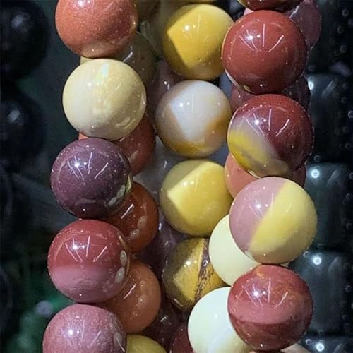 VALISS Exquisite handgefertigte Perlen, natürliche gelbe Steinperlen, lose Perlen in gemischter Farbe, DIY-Zubehör, handgemachte Perlen (Größe: 6 mm, 62 Stück) von VALISS