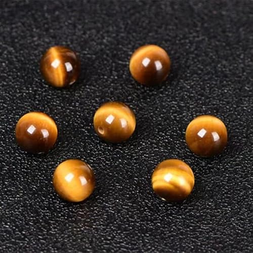 VALISS Exquisite handgefertigte Perlen, natürlicher gelber Tigeraugenstein, Jin Hu-Augen-Perlenarmband, Perlen, verstreute Perlen, Herrenarmband, Bodhi-Zubehör. (Farbe: 6 mm, 50 Stück) von VALISS