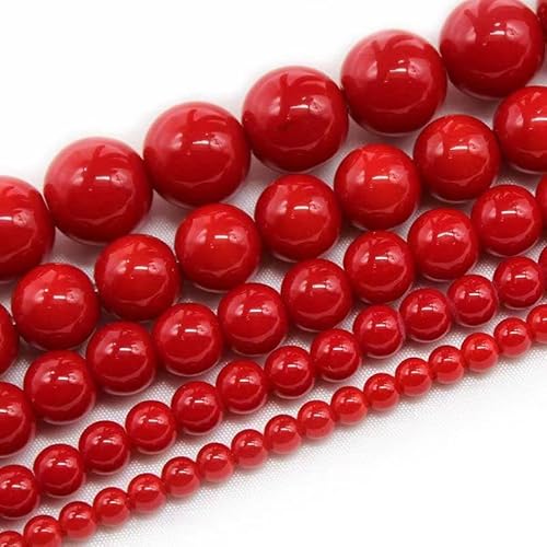 VALISS Exquisite handgefertigte Perlen, rote Korallensteinperlen, DIY-Kopfschmuck, Armband, Material, Perlen, ethnisches Windarmband, weibliche Halskette, Zubehör (Größe: 8 mm, 46 Stück) von VALISS