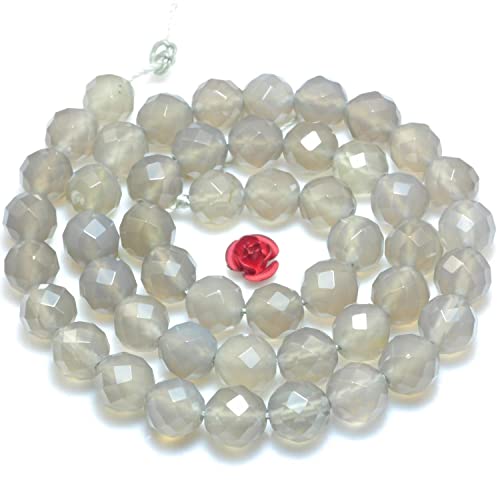 VALISS Exquisiter handgefertigter Perlenschmuck, grauer Achat, natürlicher loser Schmuck, rundes Perlenarmband, DIY-Material, Halskette, handperliger Halbedelstein (Größe: 8 mm, 47 Stück) von VALISS