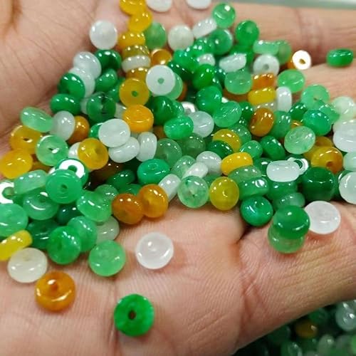Wunderschöne handgemachte Perlen, Eis gepflanzte Jadeit Abakus Perlen Bashan Jadeit Fu Lushou Tricolor Perlen kleine sichere Schnalle DIY verstreute Perlen (Größe : 100pcs) von VALISS