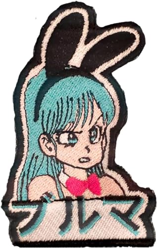 VALKYNEA 100 % bestickter Aufnäher, inspiriert von Anime-Fan-Kunst, Bulma Bunny, bestickte Applikation (Haken und Schlaufe) von VALKYNEA