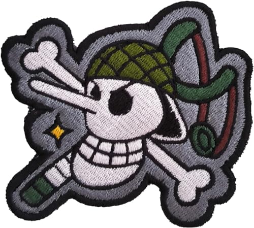 VALKYNEA 100 % bestickter Aufnäher, inspiriert von Anime-Fan-Kunst, Jolly Roger Usopp, Stickerei, bestickte Applikation (Hook & Loop) von VALKYNEA