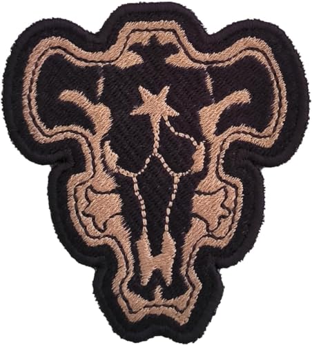VALKYNEA 100 % bestickter Aufnäher, inspiriert von Anime-Fan-Kunst/Black Bulls Shield Clover/Patch Stickerei/bestickte Applikation (Hook & Loop) von Valkynea