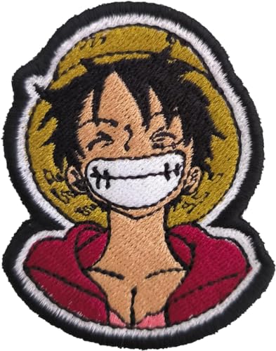 VALKYNEA 100 % bestickter Aufnäher, inspiriert von Anime-Fan-Kunst/Luffy Smile/Patch-Stickerei (thermoklebend/zum Aufbügeln) von VALKYNEA