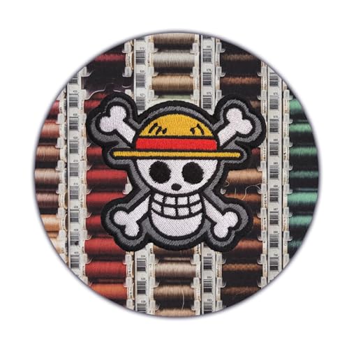 VALKYNEA Aufnäher, 100 % bestickt, inspiriert von Anime Fan Art/Luffy Standard/Jolly Roger Totenkopf/Patch Embroidery, zum Aufbügeln VALKYNEA Aufnäher, 100 % bestickt, inspiriert von Anime Fan Art/Luffy Standard/Jolly Roger Totenkopf/Patch Embroidery, zum Aufbügeln von VALKYNEA