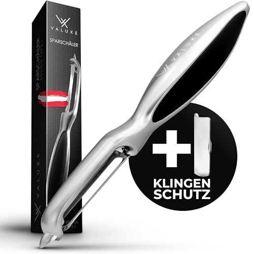 VALUXE® Premium Sparschäler mit scharfer Edelstahl Klinge & rutschfestem Griff - Handlicher I-Gemüseschäler zum präzisen Schälen - Innovativer Kartoffelschäler, Spargelschäler, Universalschäler von VALUXE