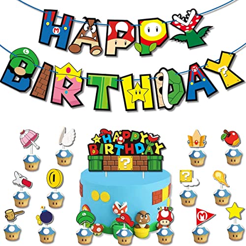 Animationsfilm Tortendeko, Party Deko Animation Cake Topper Geburtstag - 1 Stück Kuchen Deko, 15 Stück Cupcake Topper, 1 Stück Banner, Geburtstagsdeko für Kinder Erwachsener Geburtstags Thema Partys von VAMITV