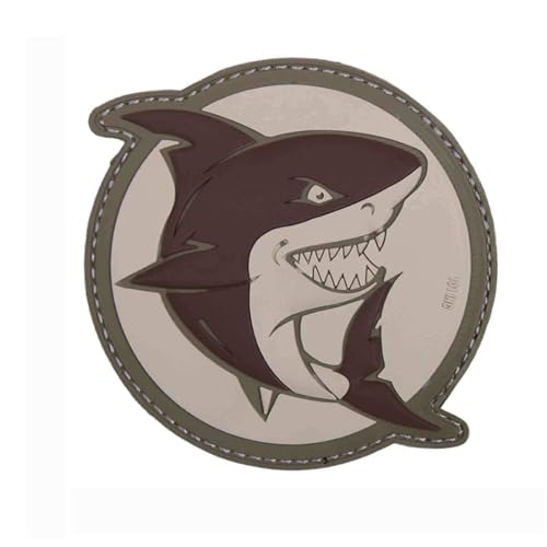 3D PVC PATCH ANGREIFENDER HAI BRAUN HAKENKLETT MILITÄR GUMMI HAIFISCH AUFNÄHER ANGRIFF FISCH Für Taktische Kleidung Rucksack Baseballkappe Uniform Weste Hundegeschirr Emblem von VAN OS