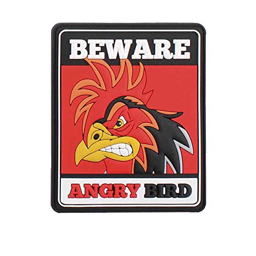 Emblem 3D Rubber Patch Beware of Angry Bird 4-Eckig #5121 von VAN OS