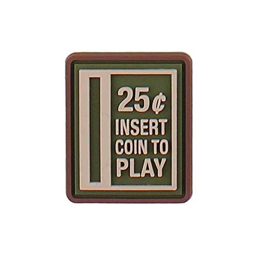 Emblem 3D Rubber Patch Insert Coin to Play grün-beige #5100 von VAN OS