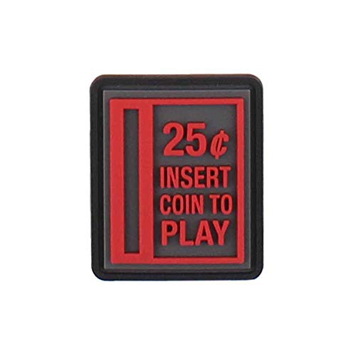 Emblem 3D Rubber Patch Insert Coin to Play schwarz-rot #5099 von VAN OS