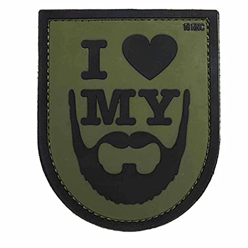 VAN OS Emblem 3D PVC Patch I Love My Beard grün #14043 von VAN OS