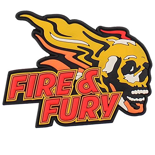 VAN OS Emblem 3D Rubber Patch Fire & Fury Skull 7,6 x 9,8 cm Klett Abzeichen von VAN OS