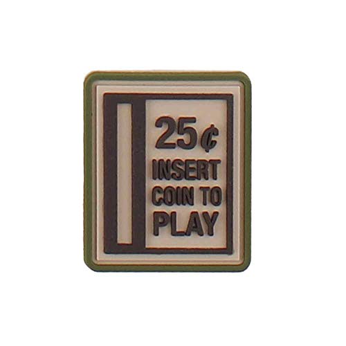 VAN OS Emblem 3D Rubber Patch Insert Coin to Play beige-braun #5098 3,6 x 3 cm Klett Abzeichen von VAN OS