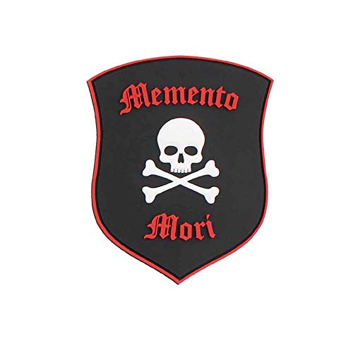 VAN OS Emblem 3D Rubber Patch Memento Mori Shield Skull schwarz #6107 Klett Abzeichen ca. 9,1 x 7,2 cm schwarz von VAN OS