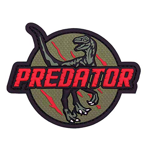 VAN OS Emblem 3D Rubber Patch Predator Klett Abzeichen 8 x 9,5 cm Dinosaurier Dino rot von VAN OS