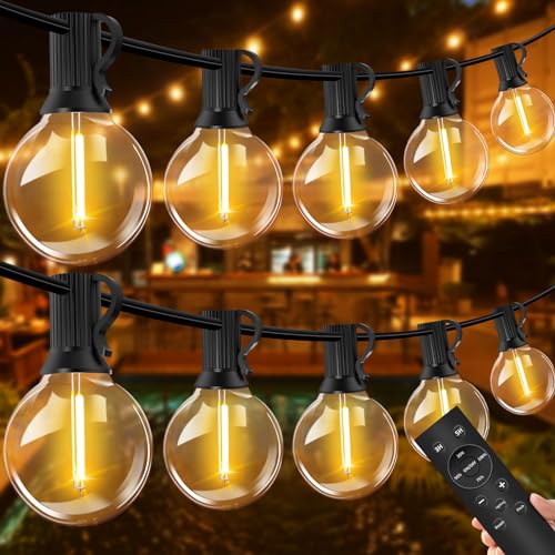 LED Lichterkette Außen Dimmbar - Outdoor Lichterkette Strom 40M 56+2 G40 Glühbirnen mit Timer IP44 Wasserdicht Lichterketten Aussen für Balkon Garten Hochzeit Party Terrasse (40m 56+2) von VANDABAO