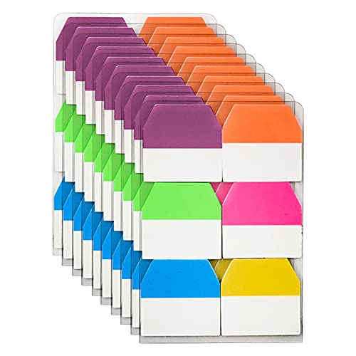 VANRA 1200 Pcs Sticky Index Tabs Selbstklebende Highlighter Tabs, beschreibbar und repositionierbar Etiketten Seite Marker für das Lernen Arbeit, 10 Set von VANRA