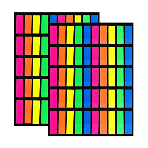 VANRA 2000 Stück Klebestreifen Haftnotizen Seitenmarker Testaufkleber Farbige Registerkarten Kleine Etiketten, 10 Sets (Rechteckige Flaggen) von VANRA