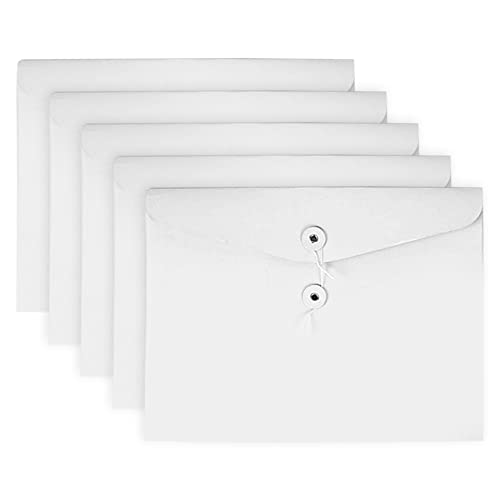 VANRA 5 Stücke Ordner A4 Breit, Dokumentenmappe Aus Kraftpapier, Briefumschläge Mit Schnalle Für Büro, Schule, Universität, Weiß von VANRA