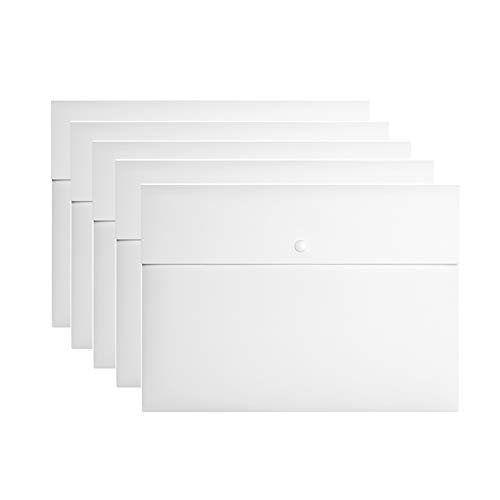 VANRA 5 Stücke Plastik A4 Ordner Mappe Aktentaschen für Papierkram, Dokumentenmappe mit Druckknopf, Weiß von VANRA