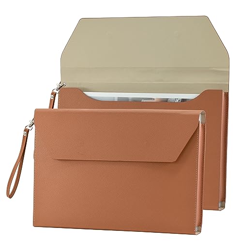 VANRA Fächermappe, Organizer, PU-Leder, Dokumentenhalter, Dokumententasche, Umschlag, Portfolio-Tasche mit Handschlaufe und Magnetverschluss, für A4-Papier (braun) von VANRA
