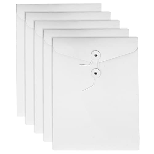 VANRA Kraft String File Folder Filing Envelope Project File Jacket Document Letter Organizer Flat-No Expansion A4 Letter Size (White, Pack of 5) von VANRA
