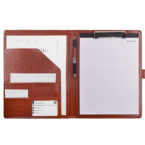 VANRA Padfolio Klemmbrett Ordner Leder Portfolio Binder Organizer Interview Lebenslauf Ordner für Papiere Rechtliche Dokumente A4 Briefgröße Schreibblock Notizblock Klemmbretter mit von VANRA