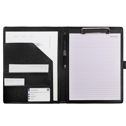 VANRA Padfolio Klemmbrett Ordner Leder Portfolio Binder Organizer Interview Lebenslauf Ordner für Papiere Rechtliche Dokumente A4 Briefgröße Schreibblock Notizblock Klemmbretter mit von VANRA