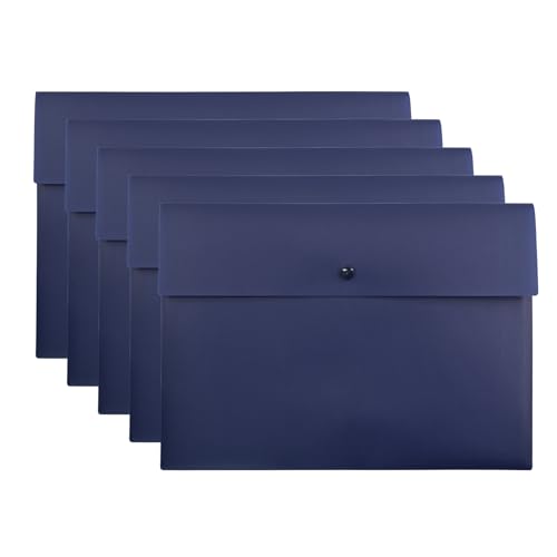 VANRA Poly-Dokumentenmappe, Aktenhülle, Kunststoff-Umschlag, flacher Dokumenten-Organizer mit Druckknopfverschluss, A4, Briefgröße (Marineblau) von VANRA