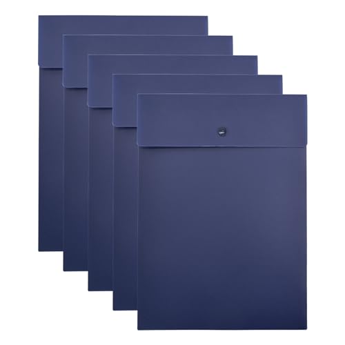 VANRA Vertikale Aktenordner, Poly-Aktenumschlag, Projektmappe aus Kunststoff, mit Druckknopfverschluss, für A4-Papier, Briefgröße, 5 Stück, Marineblau von VANRA