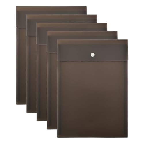 VANRA Vertikale Aktenordner, Poly-Aktenumschlag, Projektmappe aus Kunststoff mit Druckknopfverschluss, für A4-Papier (5 Stück, braun) von VANRA