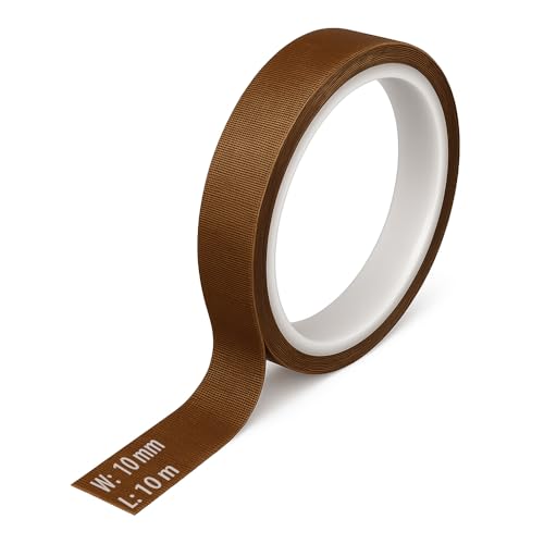 VANSUKY PTFE Teflon-Klebeband 10mm x 10m – Selbstklebendes Antihaftband für Haushalt, 3D-Drucker & Vakuumierer (10mm) von VANSUKY