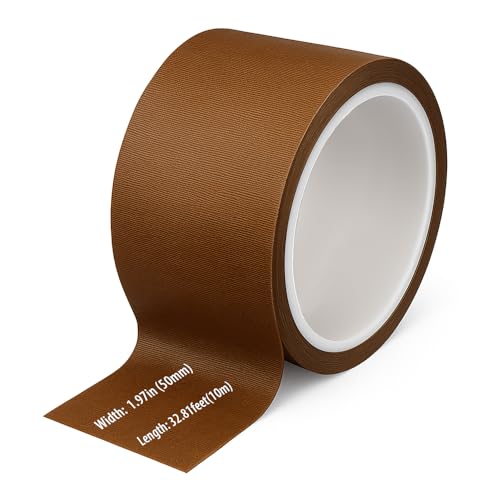 VANSUKY PTFE Teflon-Klebeband 50mm x 10m – Hitzebeständiges Antihaftband für Industrieanwendungen, 3D-Druck & Vakuumierer (50mm) von VANSUKY