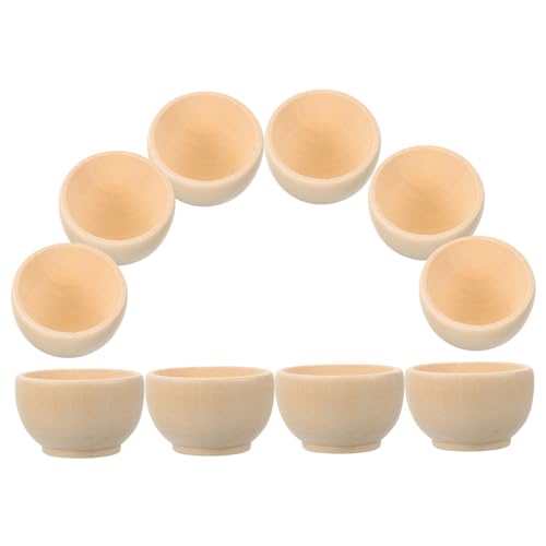VANZACK 10 Stück Kleine Unbemalte Holzschalen aus Natürlichem Unbehandeltem Holz DIY Bastelschalen zum Bemalen und Dekorieren Robuste Mini Holzschalen für Kreatives Holzspielzeug und VANZACK 10 Stück Kleine Unbemalte Holzschalen aus Natürlichem Unbehandeltem Holz DIY Bastelschalen zum Bemalen und Dekorieren Robuste Mini Holzschalen für Kreatives Holzspielzeug und von VANZACK