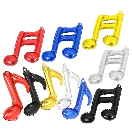 VANZACK 10 Stück Teiliges Musiknoten Folienballons aus Aluminium Glänzend Metallisch Wiederverwendbar Einfache Befüllung mit Luft oder Helium für Geburtstags und Musikthemen von VANZACK