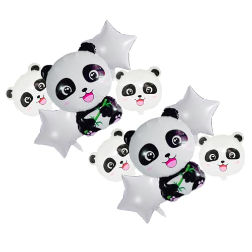 VANZACK 10 Stück Teiliges Panda Ballon aus Weißem Aluminium Folienmaterial Weiße Sternballons Panda Kopfballons Folienballons Wiederverwendbar und Robust für Partydekoration und von VANZACK