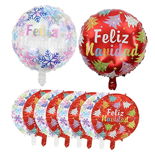 VANZACK 10 Stück Teiliges Weihnachtsballons aus Glänzendem Aluminiumfolie Rote Weihnachtsbaum und Transparente Schneeflockenmotive Langlebig und Farbintensiv für Weihnachtsfeier Partydeko von VANZACK