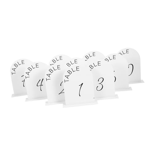 VANZACK 10 Stück Tischschild aus Acryl deko DIY-Menü Tischnummern für die Babyparty Hochzeitsmittelstücke für Tische Hochzeitsschilde Hochzeitstischschilder für den Empfang Menü DIY Weiß von VANZACK
