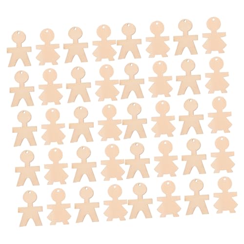 VANZACK 100 Stück Holzfiguren Boy Girl Formen zum Basteln DIY Hängende Dekorationen für Natürliche Holzscheiben für Party Heimdekor Kinderfreundliche Holzanhänger zum Bemalen und Gestalten von VANZACK