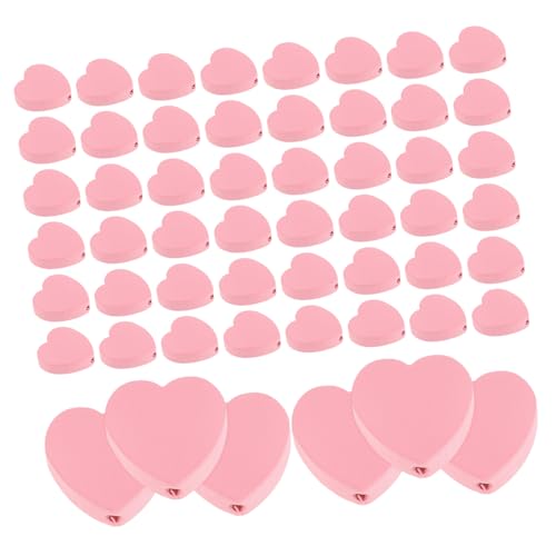 VANZACK 100 Stück Teiliges Herzförmige Holzperlen in Pastellrosa für Valentinstag DIY Schmuckherstellung Armband Bastelperlen Holzherzen Zum Auffädeln und Dekorieren von VANZACK
