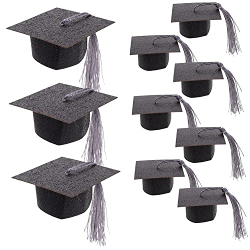 VANZACK 10Stücke Abschlusshut Für Getränkebecher Mini Hut Goblet Cover Für Graduation Party Schwarze Weinbecher Kappen Zum Feiern Und Dekorieren von VANZACK