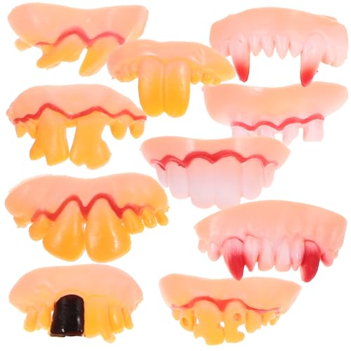 VANZACK 10Stücke Halloween Falsche Zähne Lustige Cosplay Zähne Für Halloween Party Vampir Und Zombie Zahnersatz Kostümzubehör Für Gruselige Anlässe von VANZACK