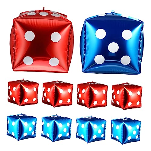 VANZACK 10Stücke Würfelballons aus Aluminiumfolie Quadratische Luftballons für Themenpartys Rote und Blaue Deko für Unvergessliche Feiern von VANZACK