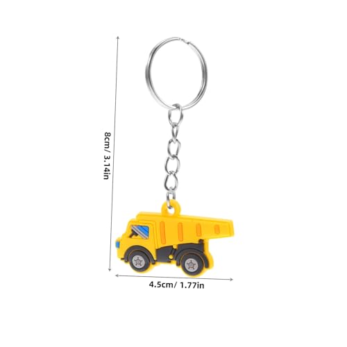 VANZACK 12 Stück Teiliges Baustellen Schlüsselanhänger aus Leichtem PVC Langlebige Baufahrzeug Dekoration mit Bulldozer Radlader Kran Betonmischer für Kinderparty Geburtstagsgeschenk von VANZACK