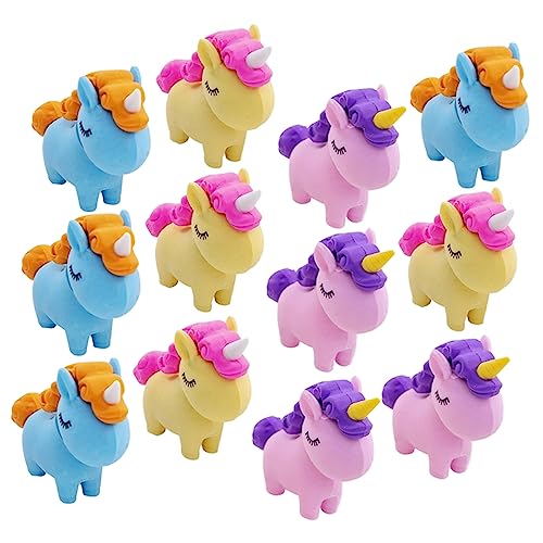 VANZACK 12 Stück Teiliges Einhorn Radiergummis zum Auseinandernehmen Tragbare Radiergummis aus Sicherem Material Leicht und Kompakt für Schule Büro Kindergeburtstag Party Zufällige Farbe von VANZACK