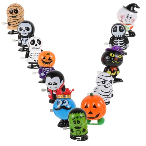 VANZACK 12 Stück Teiliges Halloween Wind Up Bunte Mechanische Laufspielzeuge aus Robustem Leichte Kompakte Cartoon Figuren für Lustige Partydeko und Mitgebsel von VANZACK