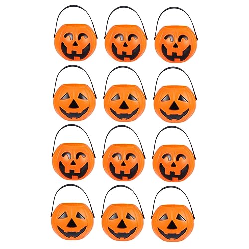 VANZACK 12Stücke Halloween Süßigkeitenbehälter Aus Kunststoff Kürbis Eimer Zufälligen Farben Und Stilen Dekoration Für Halloween Partys von VANZACK